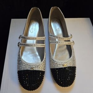 Circus Sam Edelman Black and Silver Sequin Embellished Flats Sz 10 New